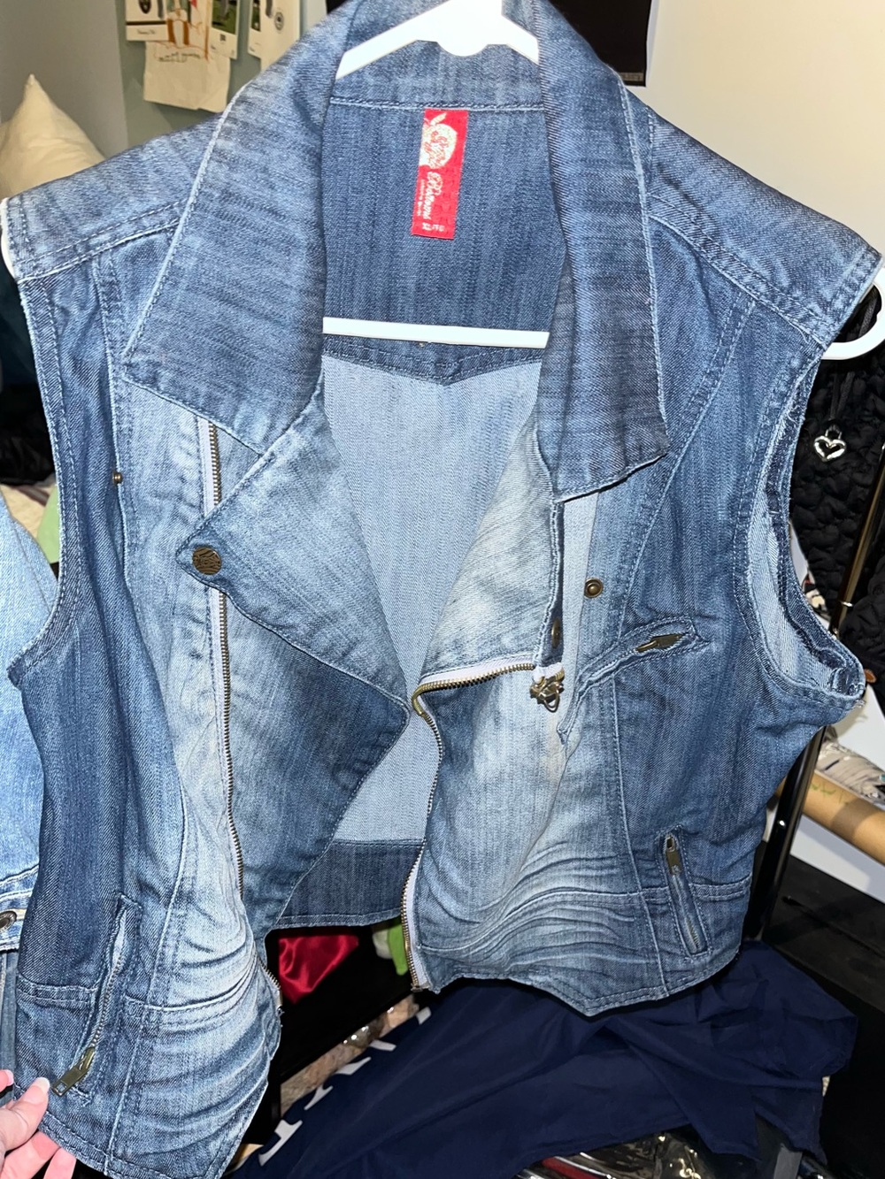 Apple Bottoms denim biker vest sleeveless w/zipper size XL Y2K